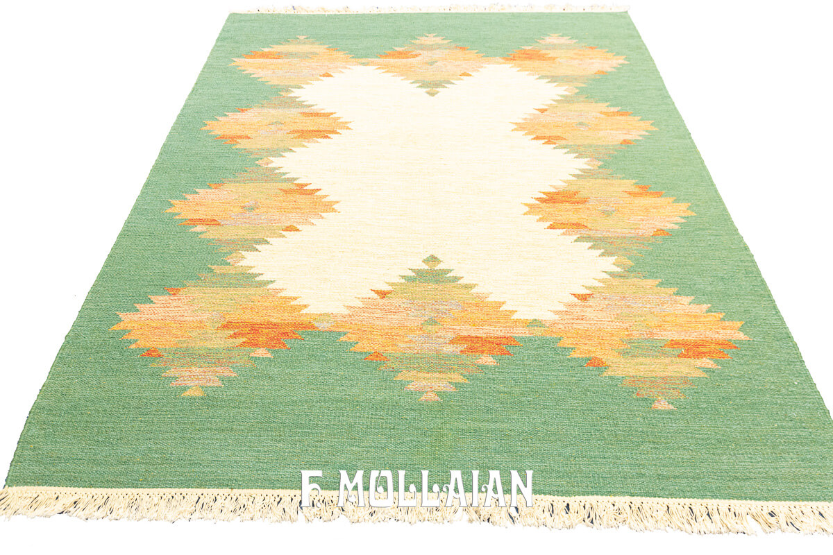 Rollakan Swedish Flat-weave Rug Green Color n°:443810